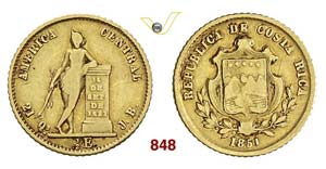 COSTA RICA - 1/2 Escudo 1851, sigle JB.   ... 
