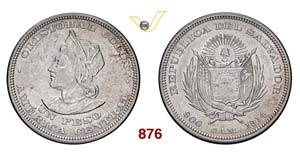 EL SALVADOR - Peso 1914 C.A.M.   Kr. 115.2   ... 