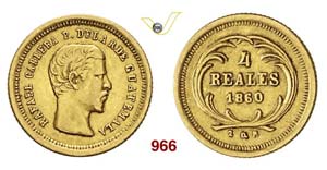 GUATEMALA - 4 Reales 1860 R.   Kr. 135   Au  ... 