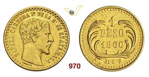 GUATEMALA - Peso 1860 R.   Kr. 179   Ag   g ... 