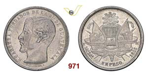 GUATEMALA - Peso 1866 R.   Kr. 186.1   Ag   ... 