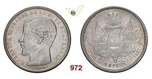 GUATEMALA - Peso 1867 R.   Kr. 186.1   Ag   ... 