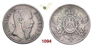 MEXICO - MAXIMILIANO  (1864-1867)  Peso 1867 ... 