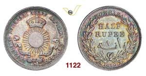 MOMBASA  BRITISH COLONY -   1/2 Rupia 1890 ... 