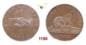 SIERRA LEONE - Cent 1791.   Kr. 1   Cu   • ... 