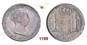 SPAIN - ISABELLA II  (1833-1868)  20 Reales ... 