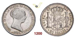SPAIN - ISABELLA II  (1833-1868)  20 Reales ... 