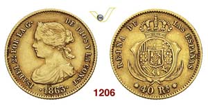 SPAIN - ISABELLA II  (1833-1868)  40 Reales ... 