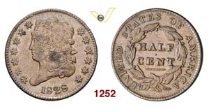 UNITED STATES OF AMERICA - 1/2 Cent 1828 (13 ... 