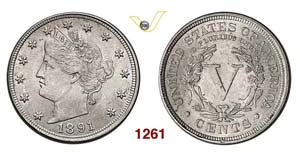 UNITED STATES OF AMERICA - 5 Cents 1891 ... 