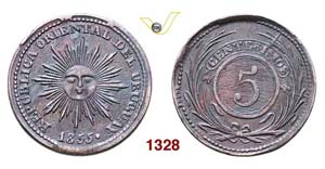 URUGUAY - REPUBBLICA  (1825-...)  5 Centimos ... 