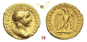   TRAIANO  (98-117)  Aureo.  D/ Busto ... 