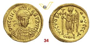   ZENO  (474-491)  Solido, Costantinopoli.  ... 