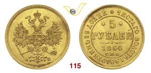 RUSSIA  ALESSANDRO I  (1855-1881)  5 Rubli ... 