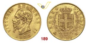 VITTORIO EMANUELE II  (1861-1878)  20 Lire ... 