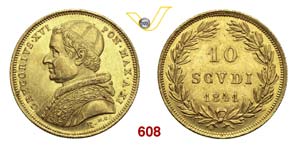 GREGORIO XVI  (1831-1846)  10 Scudi 1841 XI, ... 