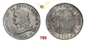 ECUADOR  REPUBBLICA    5 Franchi 1858.   Kr. ... 