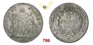 FRANCIA  DIRETTORIO  (1795-1799)  5 Franchi ... 