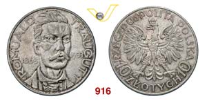 POLONIA  REPUBBLICA    10 Zlotych 1933.   Y. ... 