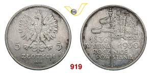 POLONIA  REPUBBLICA    5 Zlotych 1930.   Y. ... 