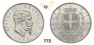 VITTORIO EMANUELE II  (1861-1878)  5 Lire ... 