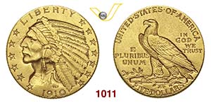 U.S.A.      5 Dollari 1910 D.   Fb. 148   Au ... 