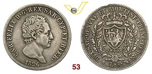 SAVOIA  CARLO FELICE  (1821-1831)  5 Lire ... 