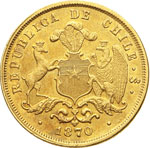CILE - REPUBBLICA5 Pesos 1870.   Fb. 46   Au ... 