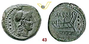 M. FABRINIUS  (132 a.C.)  Triente.   Cr. ... 