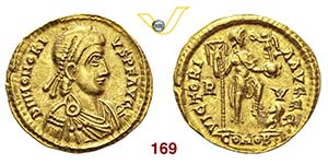 ONORIO  (393-423)  Solido, Ravenna.  D/ ... 