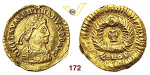 VALENTINIANO III  (425-455)  Tremisse.  D/ ... 