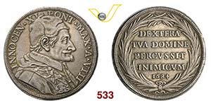 INNOCENZO XI  (1676-1689)  Piastra 1684 A. ... 