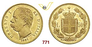 UMBERTO I  (1878-1900)  50 Lire 1891 Roma.   ... 