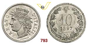 UMBERTO I  (1878-1900)  10 Cent. 1897 ... 