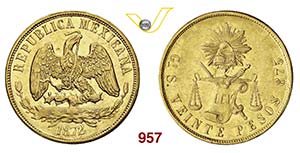 MESSICO      20 Pesos 1872, Guanajuato.   ... 