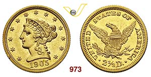 U.S.A.      2,5 Dollari 1905.   Au   g 4,19  ... 