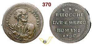 PIO VI  (1775-1799)  Sampietrino da 2 ... 