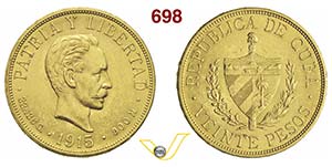 CUBA      Serie composta da: 20 Pesos 1915, ... 