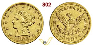 USA      2,5 Dollari 1873 S.   Au   g 4,16   ... 