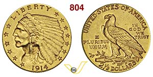 USA      2,5 Dollari 1914.   Fb. 120   Au   ... 