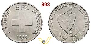 7 monete da 5 Franchi commemorativi ... 