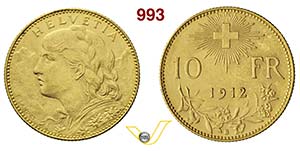 SVIZZERA  CONFEDERAZIONE    10 Franchi 1912. ... 
