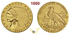 U.S.A.      2,5 Dollari 1913.   Au   g 4,16  ... 