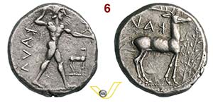 BRUTTIUM - Caulonia  (475-425 a.C.)  Nummo.  ... 