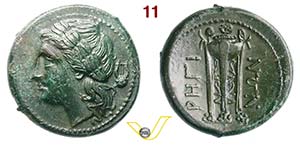BRUTTIUM - Rhegium  (260-215 a.C.)  Ae.  D/ ... 