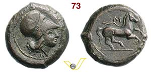 SICILIA - Aitna  (354-344 a.C.)  Ae 24.  D/ ... 
