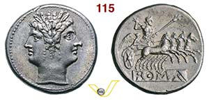 ROMANO CAMPANE  (225-212 a.C.)  Didramma.  ... 