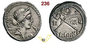 SICINIA - Q. Sicinius  (49 a.C.)  Denario.  ... 