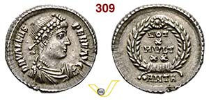 VALENTE  (364-378)  Siliqua, Antiochia.  D/ ... 