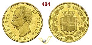 SAVOIA - UMBERTO I  (1878-1900)  20 Lire ... 
